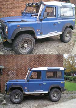 Sillbars with Tree rail fitted to a defender 90
